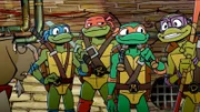 v.li.: Splinter, Leonardo, Raphael, Michelangelo, Donatello