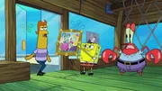 SpongeBob (m.), Mr. Krabs (r.)