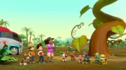 L-R: Tracker, Carlos, Ryder, Mayor Goodway, Chickaletta, Marshall, Zuma, Skye, Chase, Rocky, Rubble