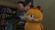 Odie ist so unglücklich darüber, dass Jon nicht Zuhause ist, dass Garfield ihm mit Hilfe eines Luftballons einen Ersatz-Jon gebastelt hat.