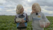 Sunny und Mika pflücken Erdbeeren 1