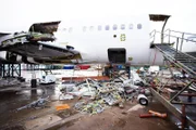 Plane mid scrap in plane yard.