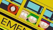 Kenny (l.), Kyle (2.v.r.), Stan (r.)