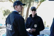 Ein kaputtes Scheinwerferglas auf der Straße in der Nähe des Toten deutet für Palmer (Brian Dietzen, l.) und Gibbs (Mark Harmon, r.) darauf hin, dass es sich hierbei um Fahrerflucht handeln muss. Doch war es tatsächlich ein Unfall?