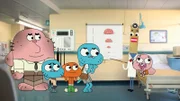 v.li.: Richard, Gumball, Darwin, Nicole, Bandage doctor, Anais