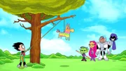 v.li.: Robin, Beast Boy, Starfire, Cyborg, Raven