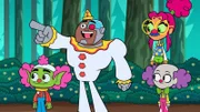 v.li.: Beast Boy, Cyborg, Starfire, Raven