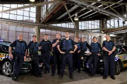 MELBOURNE, AUSTRALIA - AUGUST 11TH 2016;Cast of Highway Patrol pose for portraits at the Dawson street Police Complex on the 11th of August 2016 in Melbourne Australia.