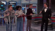 L-R: Jasper Dunlop (Sean Ryan Fox), Charlotte Page (Riele Downs), Henry Hart (Jace Norman), Captain Man / Ray Manchester (Cooper Barnes)
