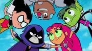 v.li.: Robin, Raven, Cyborg, Starfire, Beast Boy