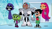 v.li.: Raven, Beast Boy, Cyborg, Robin, Starfire