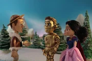 Ein gigantischer Ninja-Schneemann macht Jo (r.), Jack (l.) und Andy (M.) das Leben schwer ...