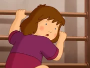Hoch auf der Sprossenwand kann Laura plötzlich nicht weiter klettern.