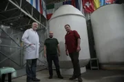 Josh Gates, Alexey Turchin, and Igor Artyukhov at KrioRus cryogenic facility.