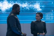l-r: Captain Jacob Keyes (Danny Sapani), Dr. Miranda Keyes (Olive Gray)