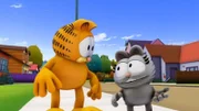 Garfield rettet Nermals Leben. Doch ewig dankbar zu sein, geht Nermal schnell auf die Nerven.