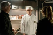 Leroy Jethro Gibbs (Mark Harmon), Navy Culinary Specialist Brian Kalr (Tracy Howe), Ellie Bishop (Emily Wickersham)