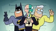 v.li.: Batman, Alfred, Commissioner Gordon