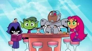 v.li.: Raven, Beast Boy, Cyborg, Starfire