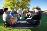 Las Vegas, US: This ain't no play time! Here, Tim demonstrates the Coriolis Effect using a ball, a merry-go-round, and a strange optical illusion.