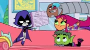 v.li.: Raven, Cyborg, Starfire, Beast Boy