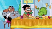 v.li.: Cyborg, Robin, Beast Boy