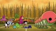 Cyborg, Beast Boy, Starfire, Robin, Raven