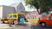 v.li.: Darwin, Anais, Gumball, Richard, Mr. Wilson