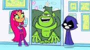 v.li.: Starfire, Beast Boy, Raven