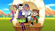 v.li.: Starfire, Raven, Beast Boy, Cyborg, Robin