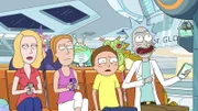 Vorne, l-r: Beth, Summer, Morty, Rick