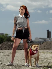 Mariah with dog.