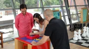 Staten Island, NY - Host Jason Silva and comedian Ben Bailey egg on a contestant while she tries to fit the pieces in the holes during the 'Perfection' game.  (Photo credit:  NGT/Ben Spanner)