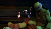 L-R: April, Casey Jones, Donatello.