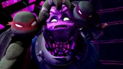 L-R: Michelangelo, The Kraang, Raphael