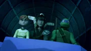 L-R: April, Casey Jones, Donatello.