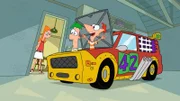 L-R: Candace, Phineas und Ferb