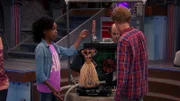 L-R: Charlotte Page (Riele Downs), Schwoz (Michael D. Cohen), Henry Hart (Jace Norman)