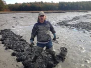 Maine, United States: Jim takes a break from digging.