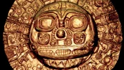 Antikes goldenes Originalrelikt aus der Inkazeit, das den Sonnengott darstellt, Lima, Peru