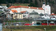 Kloster Disentis – im Vordergrund der Bahnhof.