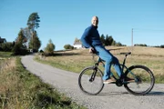 Eskil is on the bike backwards.