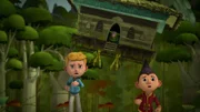 Baba Jaga verfolgt Jack und Tashi mit ihrem Hühnerhaus.