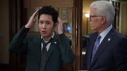 (l-r) Mike Cabellon as Tommy, Ted Danson as Mayor Neil Bremer