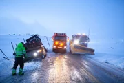 A truck carrying steel rods have gone off the road in the mountains just as storm Gyda is brewing.