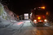 Ein Lastwagen mit einem mit Lachsen beladenen Anhänger ist mitten in der Nacht ins Rutschen geraten und umgekippt.