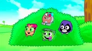 v.li.: Starfire, Cyborg, Beast Boy, Raven.
