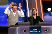 Die KandidatInnen des Teams "Modeation": Dr. Eckart von Hirschhausen, Moderator und Sandra Maischberger, Moderatorin.