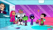 Starfire, Cyborg, Beast Boy, Raven, Robin.