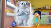 Im Eisschrank trifft Wissper auf den Eisbären Barry.